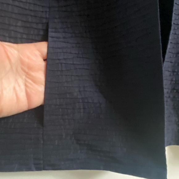 EILEEN FISHER Women’s Size S Open Front Textured Silk Jacket Blazer Navy Blue - Picture 8 of 8